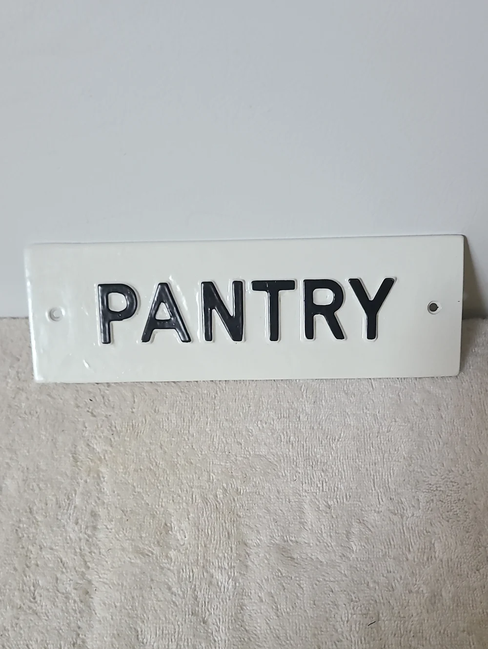 PANTRY Wall Sign - White with Black Lettering